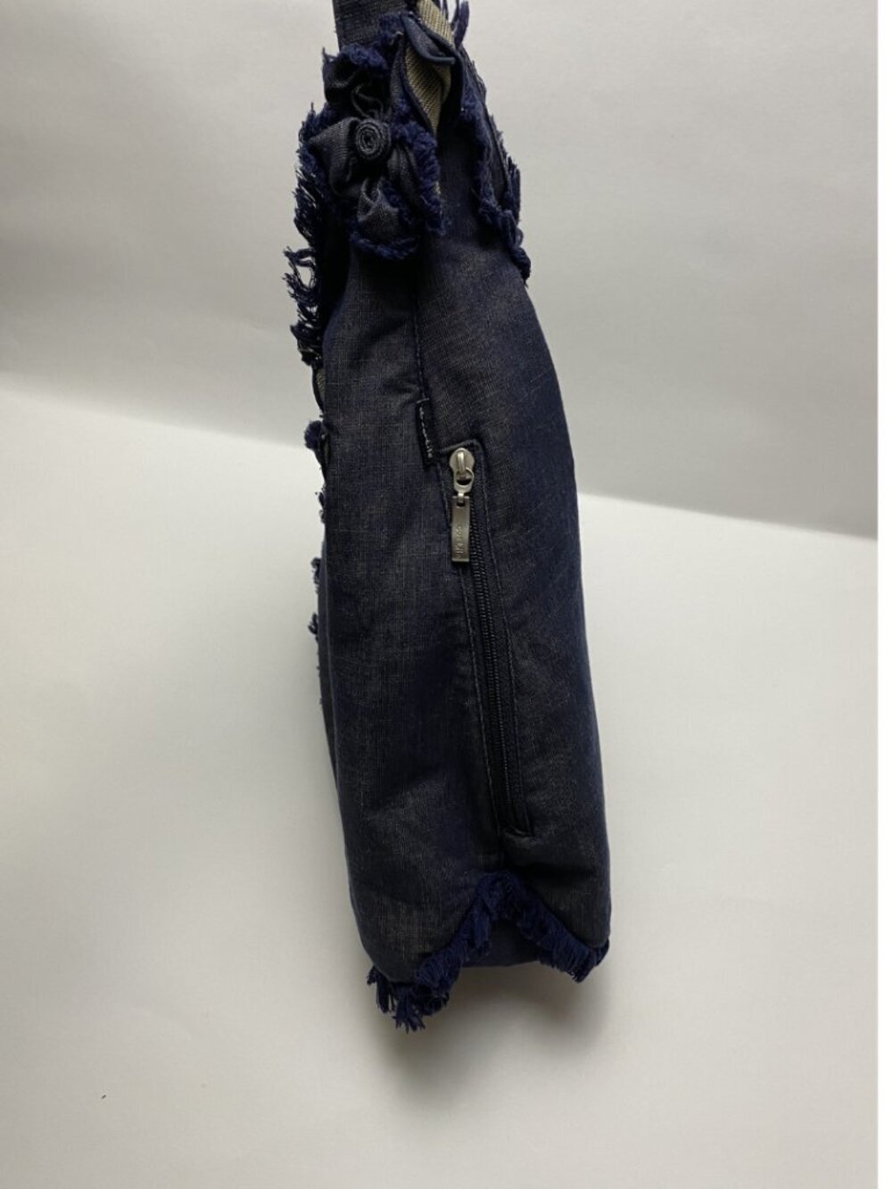 Cortile Denim Hobo Bag w/ Floral Appliqué - Picture 4 of 9